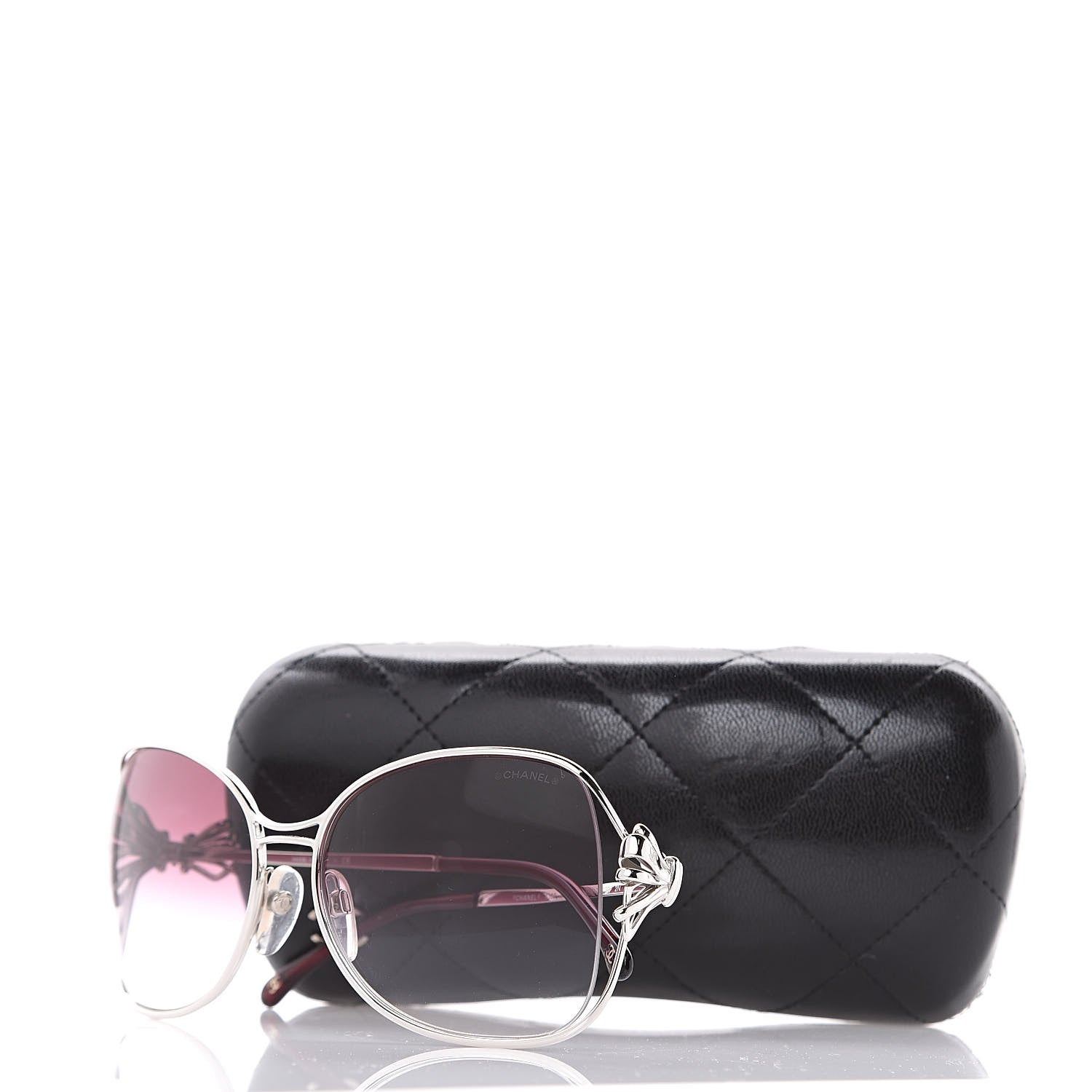 Chanel Butterfly Bow Sunglasses 4180 Silver Burgundy 8 of 8