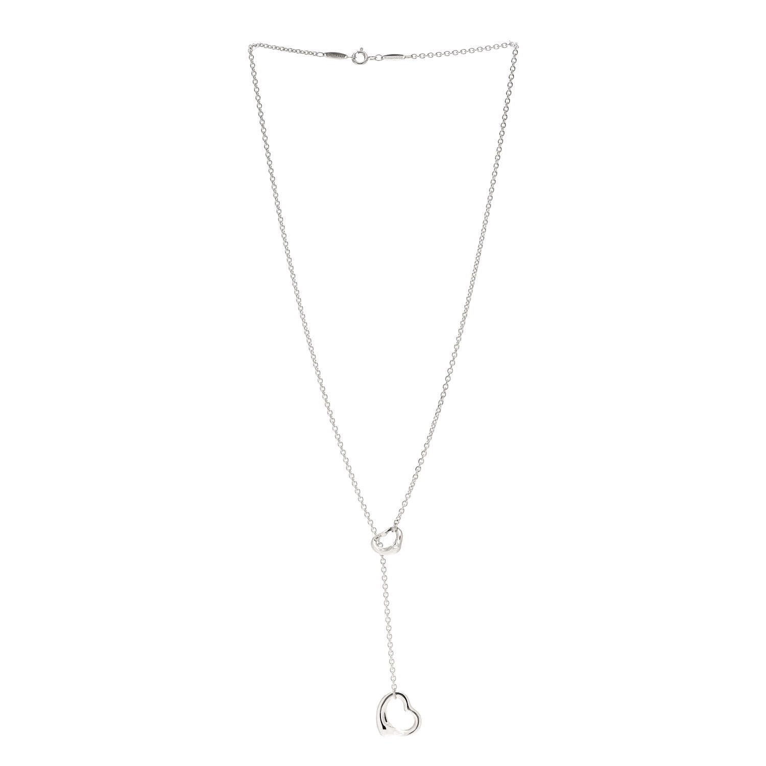 Tiffany Sterling Silver Elsa Peretti Open Heart Lariat Necklace 3 of 5