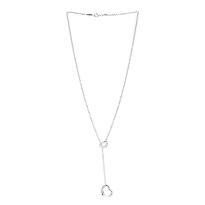 Tiffany Sterling Silver Elsa Peretti Open Heart Lariat Necklace 3 of 5