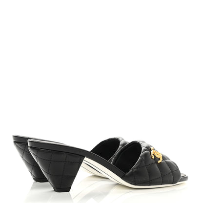 Chanel Lambskin Quilted Textured CC Mules 35.5 Black 4 of 8