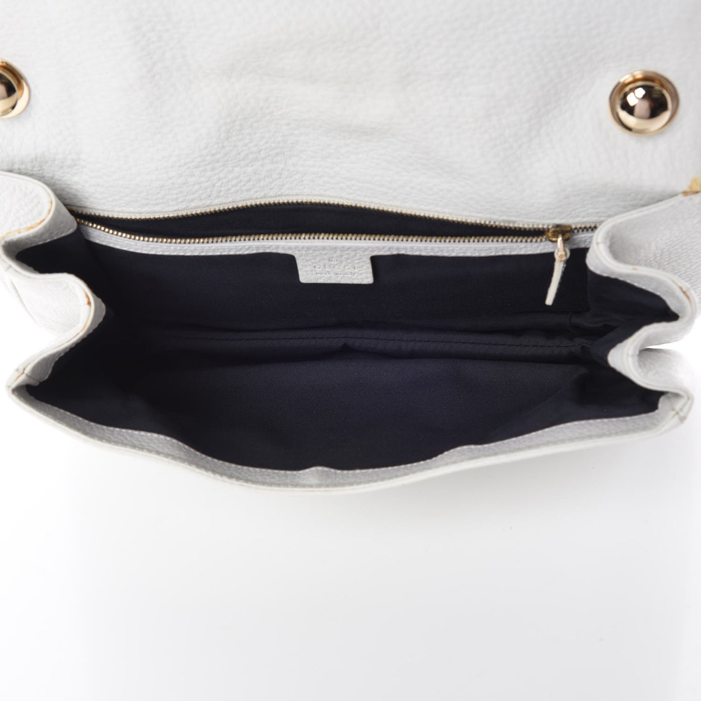 Pebbled Calfskin Web Blondie Flap White