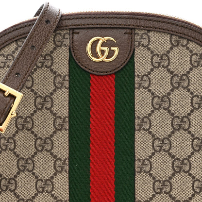 Gucci GG Supreme Monogram Textured Dollar Calfskin Web Small Ophidia Dome Shoulder Bag Beige Ebony New Acero 8 of 11
