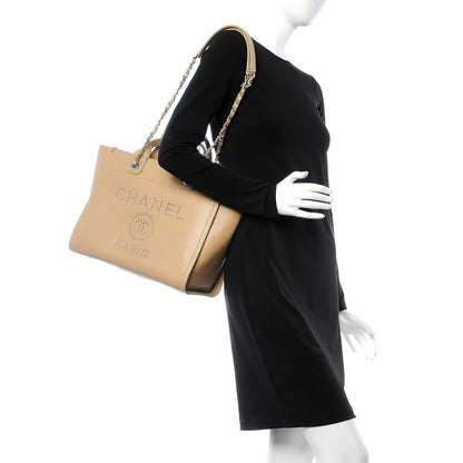 Chanel Caviar Small Studded Deauville Tote Beige 2 of 8