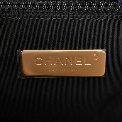 Chanel Tweed Quilted Medium Chanel 19 Flap Black Navy Gold 6 of 11