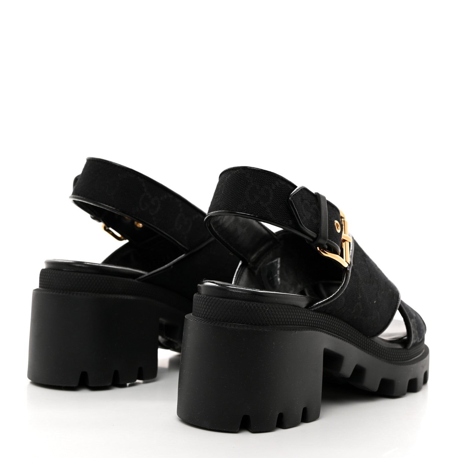Gucci Monogram Granada Kid Trip 40/72mm Lug Sole Sandals 37 Black 4 of 9