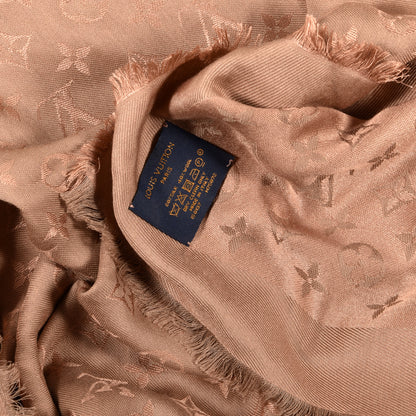 Louis Vuitton Silk Wool Monogram Denim Shawl Rose 4 of 4