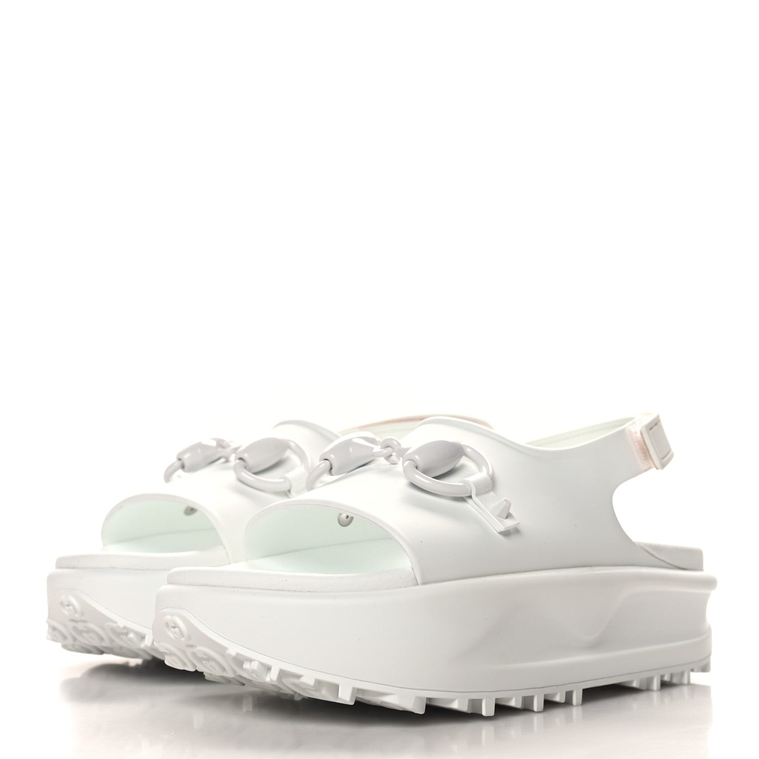 Gucci Soft Rubber Horsebit Touch Womens Strapped Sandals 37 Great White 4 of 9