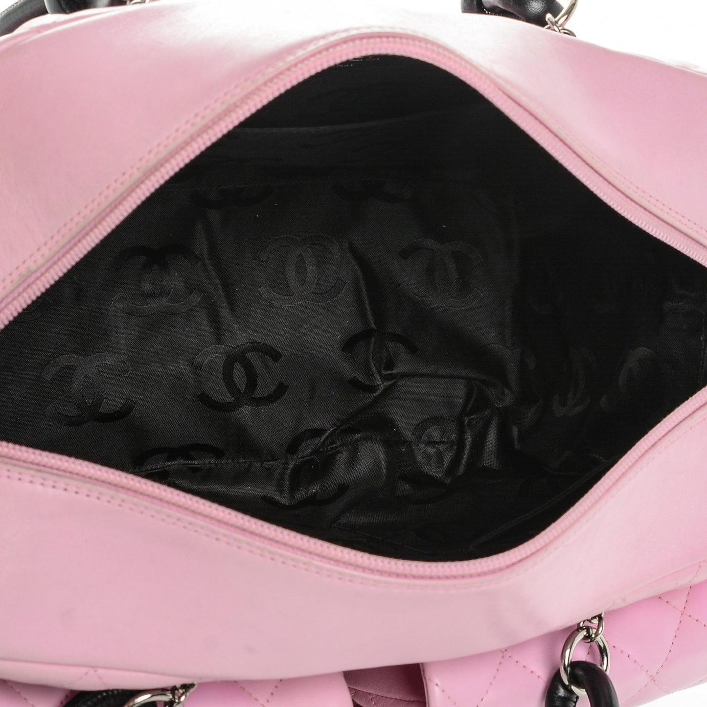 Calfskin Quilted Large Cambon Multipocket Reporter Pink Black