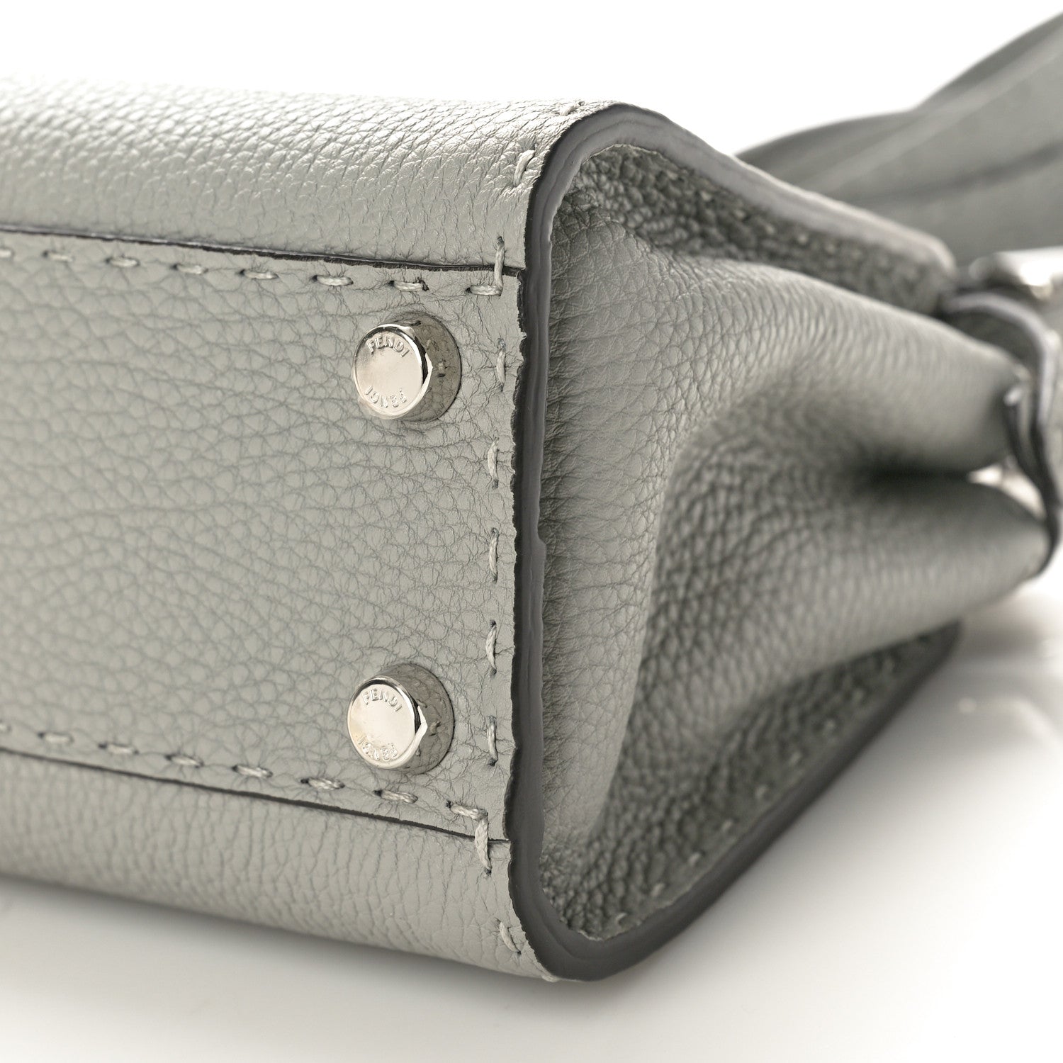 Fendi Cuoio Romano Snakeskin Selleria Mini Peekaboo Iconic Satchel Asfalto 10 of 10