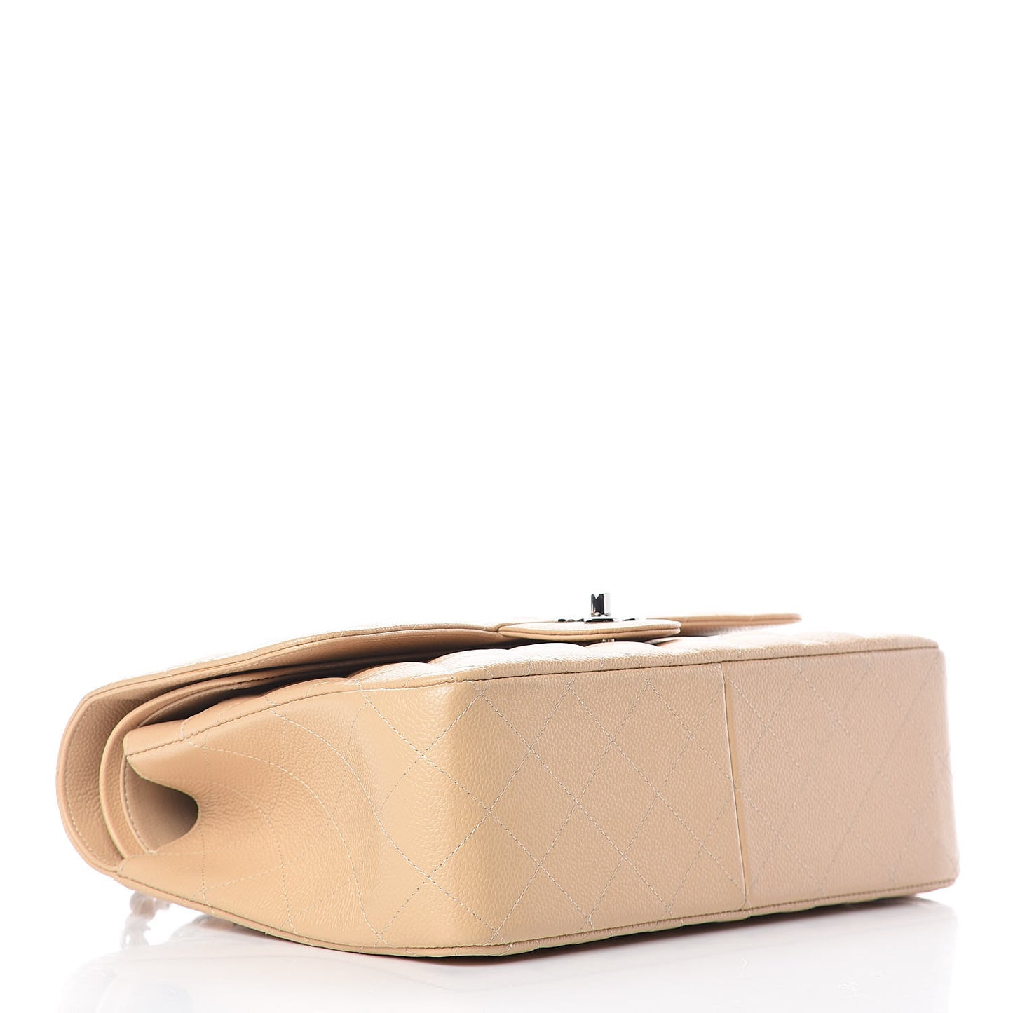 Caviar Quilted Jumbo Double Flap Beige Clair