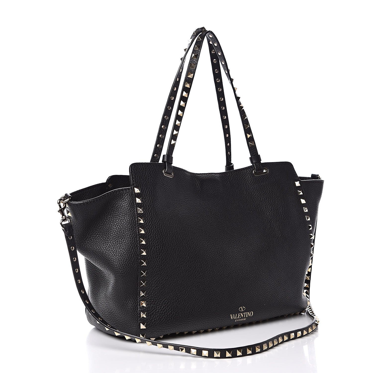 Valentino Garavani Pebbled Calfskin Medium Rockstud Tote Black 3 of 11