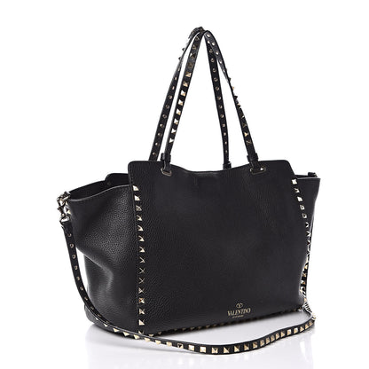 Valentino Garavani Pebbled Calfskin Medium Rockstud Tote Black 3 of 11