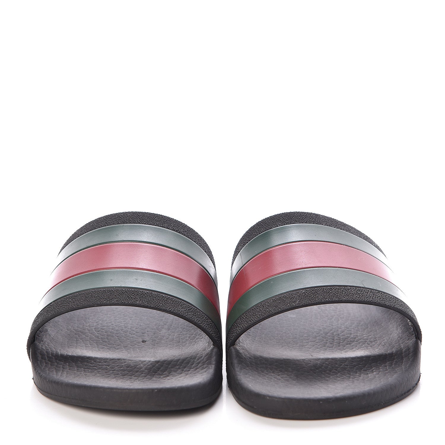 Gucci Rubber Web Mens Pool Slide Sandals 8 Black Green Red 2 of 6