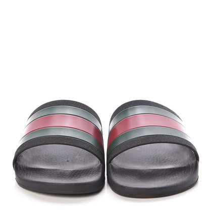Gucci Rubber Web Mens Pool Slide Sandals 8 Black Green Red 2 of 6