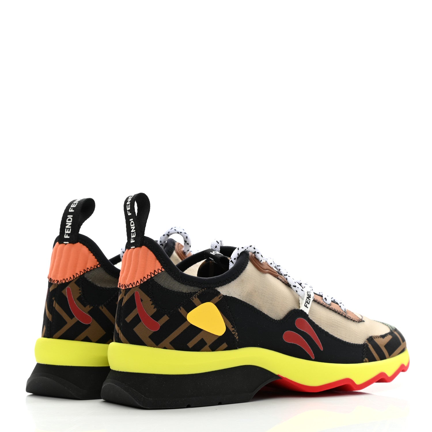 Fendi Technical Mesh Lycra FFreedom Patchwork Sneakers 36.5 Nude Tobacco Black 4 of 9