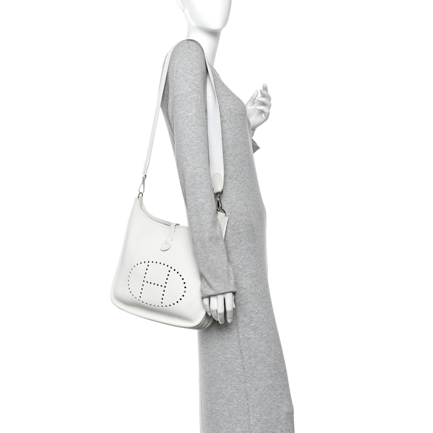 Hermes Taurillon Clemence Evelyne II PM White 2 of 13