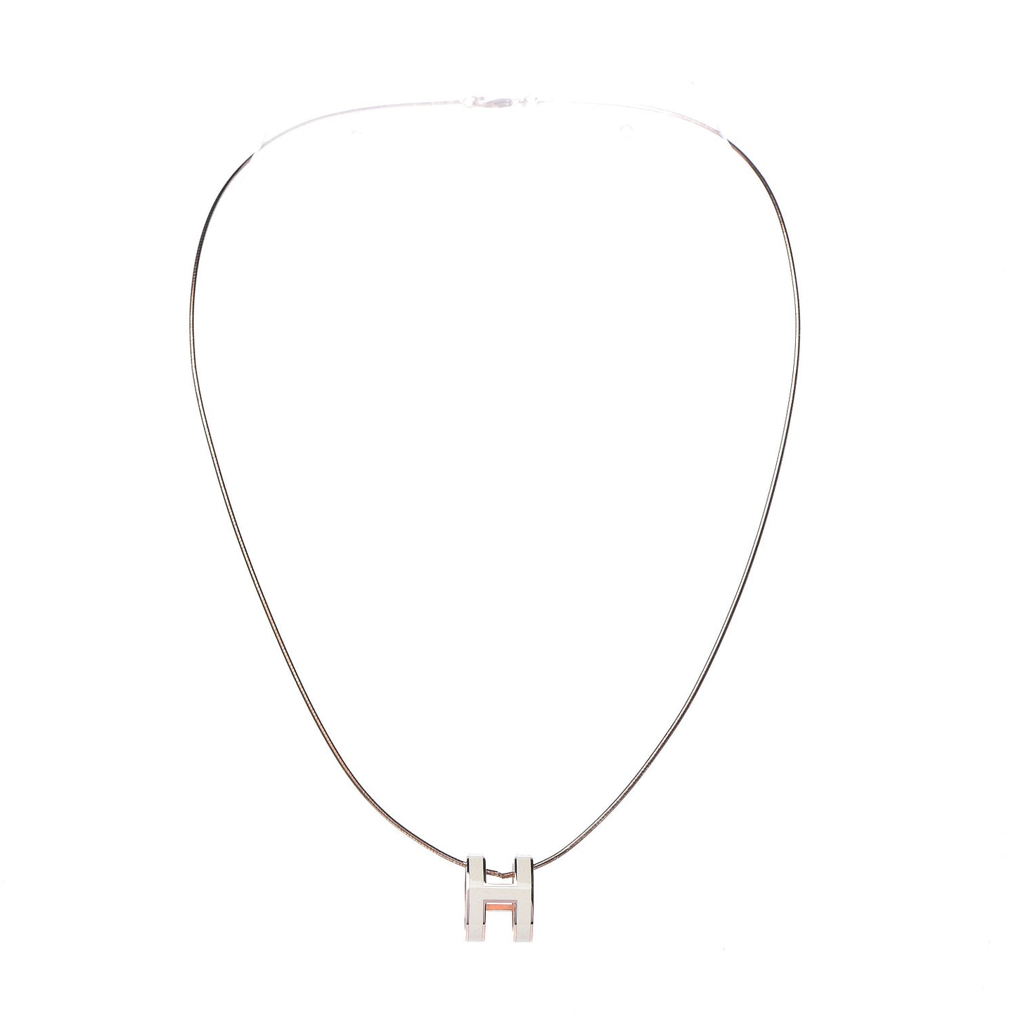 Lacquered Rose Gold Pop H Pendant Necklace White