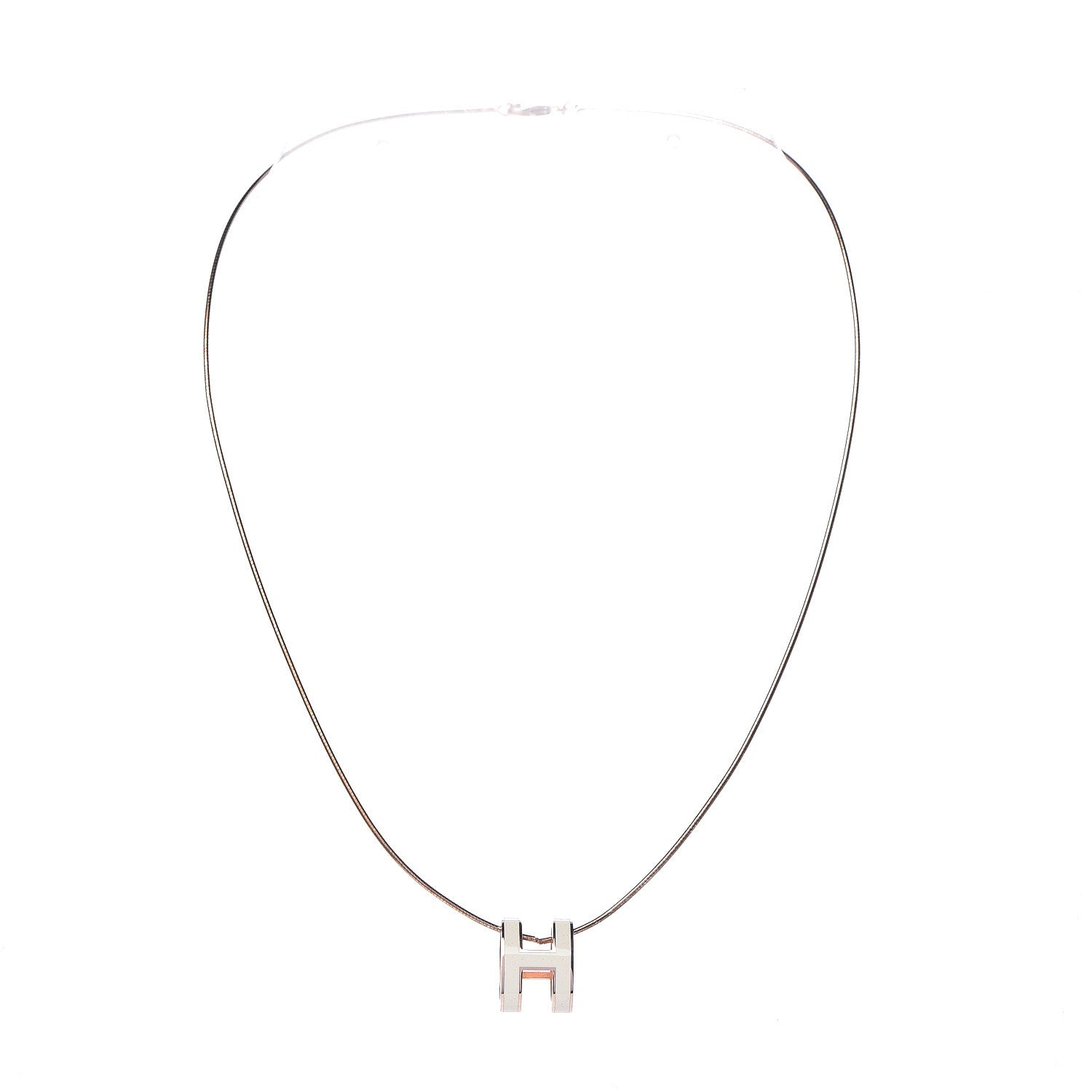 Hermes Lacquered Rose Gold Pop H Pendant Necklace White 3 of 8