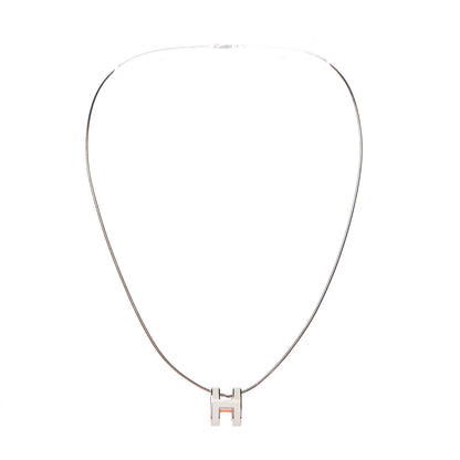 Hermes Lacquered Rose Gold Pop H Pendant Necklace White 3 of 8