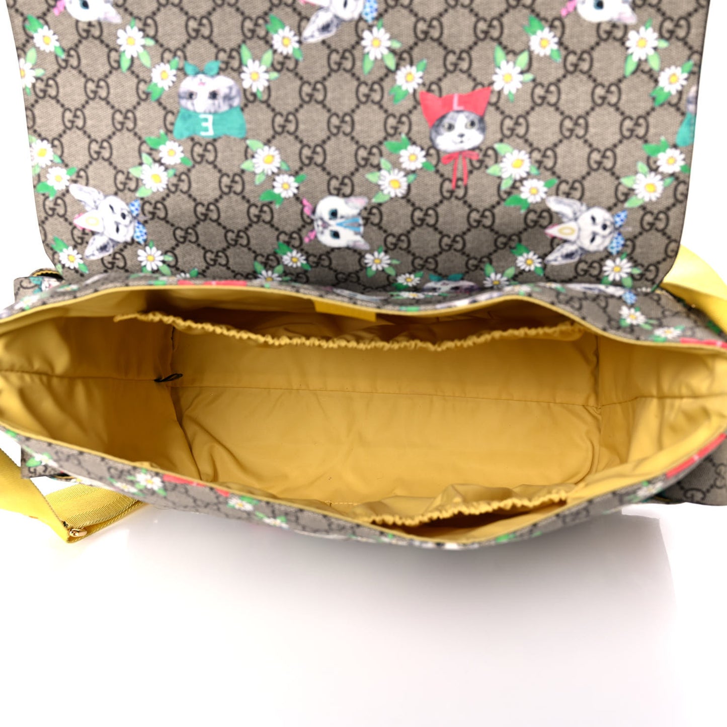 GG Supreme Monogram Love Pets Diaper Bag Yellow