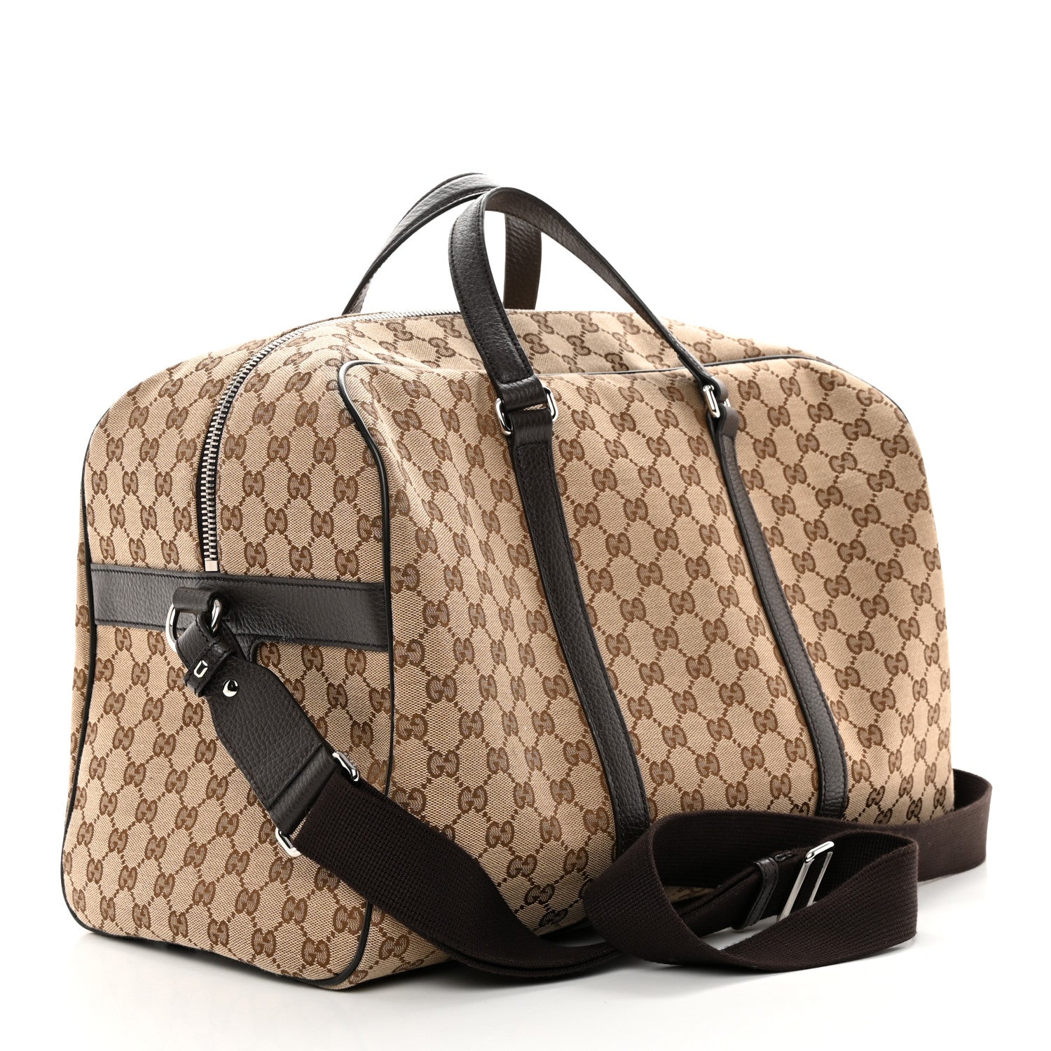Gucci Monogram Dollar Calfskin Boston Duffle Bag Beige Ebony Testa di Moro Marrone Scuro 2 of 12