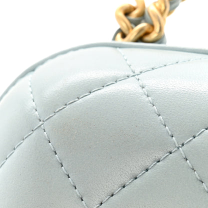 Chanel Lambskin Quilted CC Bubble Vanity Case With Chain Light Blue 11 of 14