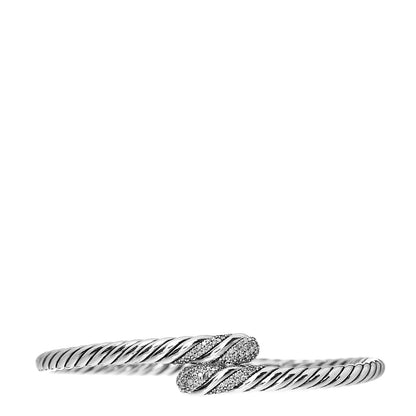 David Yurman Sterling Silver Diamond 12mm Willow Open Single Row Bracelet 1 of 4