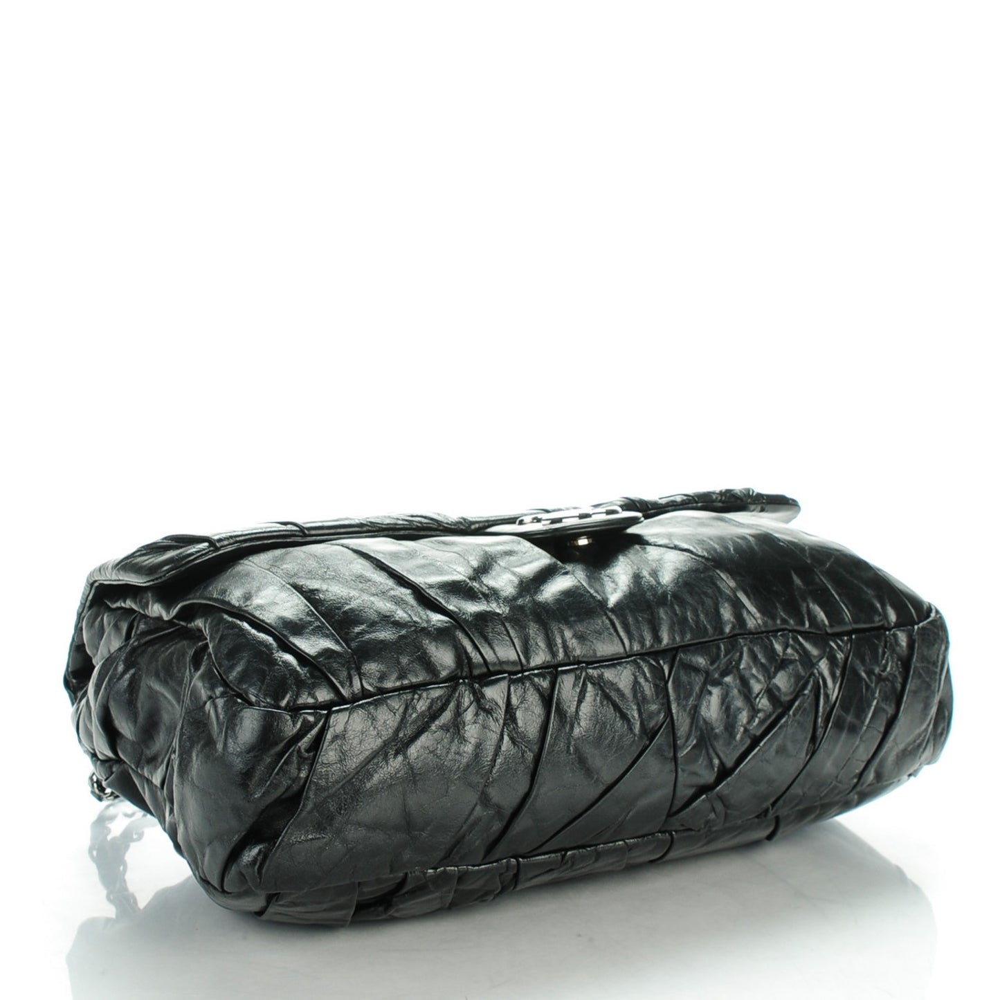 Glazed Calfskin Twisted Maxi Flap Black