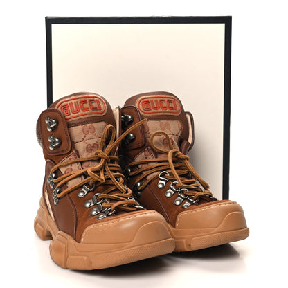 Gucci X SEGA Suede Calfskin GG Monogram Womens Flashtrek High-Top Sneakers 36 New Cuir Beige Ruggine 10 of 10