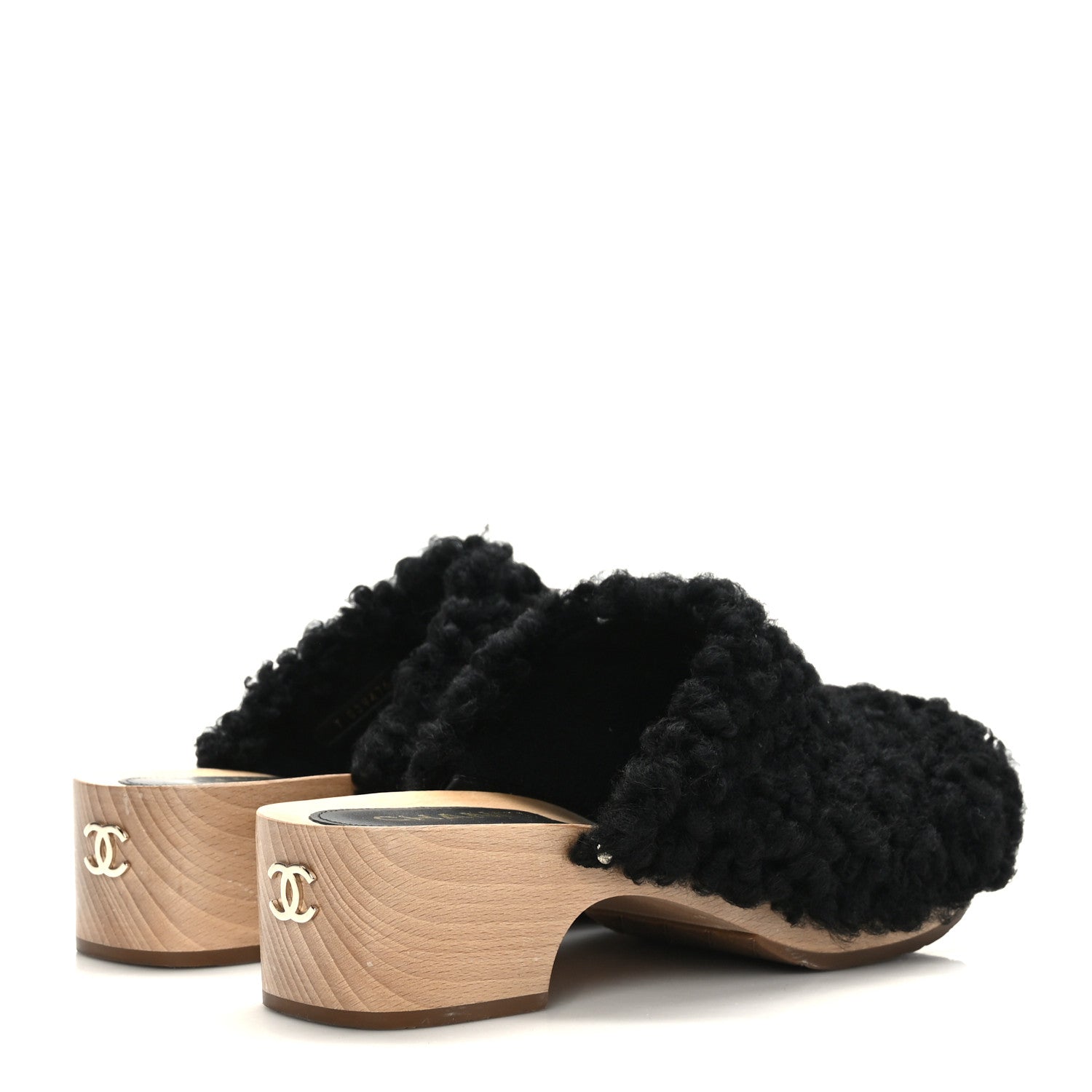 Chanel Shearling Lambskin Clogs 39 Black 4 of 8