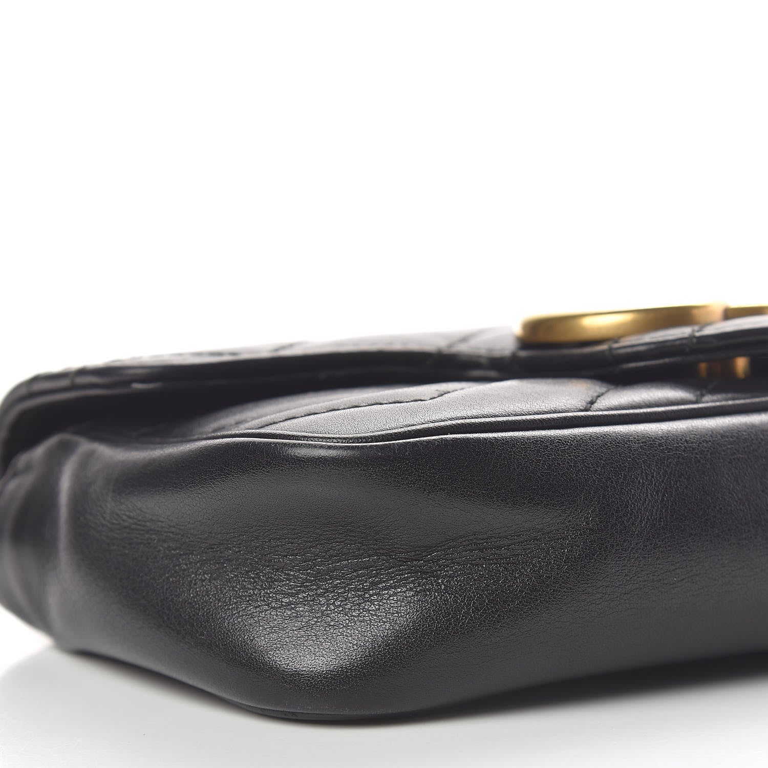 Gucci Calfskin Matelasse Super Mini GG Marmont Shoulder Bag Black 8 of 13