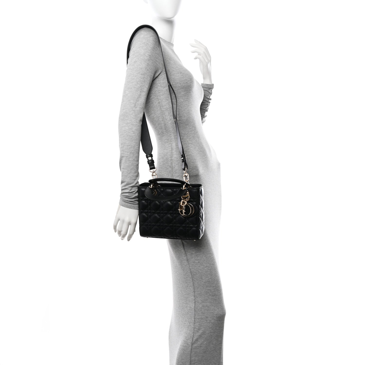 Christian Dior Lambskin Cannage Small My ABCDior Lady Dior Black 2 of 11