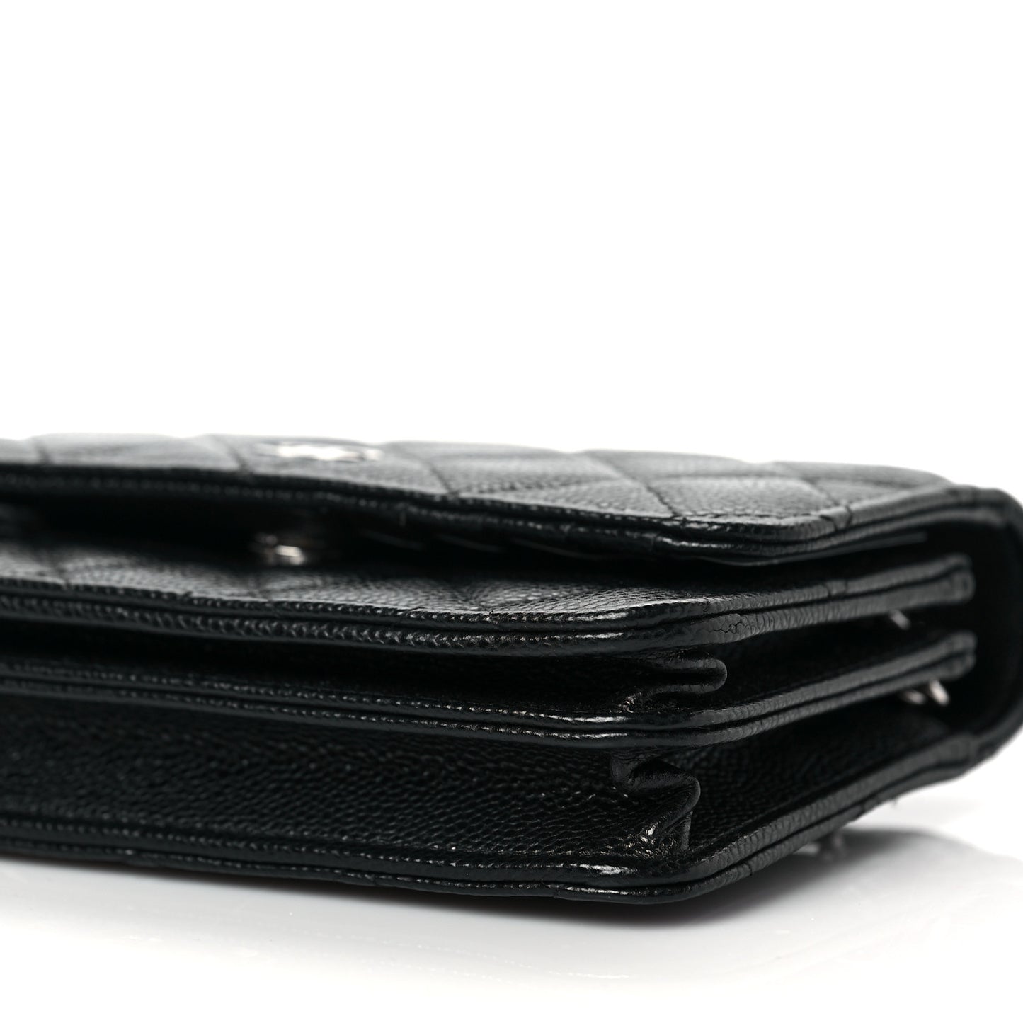 Caviar Quilted Mini Wallet On Chain WOC Black