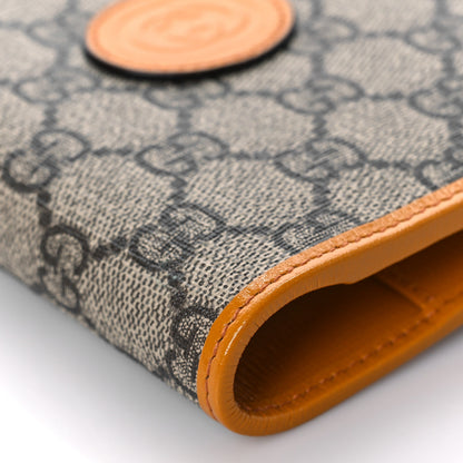 Gucci GG Supreme Monogram Textured Calfskin Retro Interlocking G Passport Case Beige Yellow 7 of 9