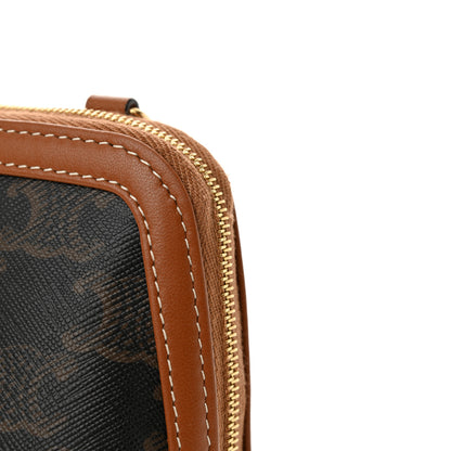 Celine Triomphe Canvas Lambskin Clutch On Chain Tan 11 of 11