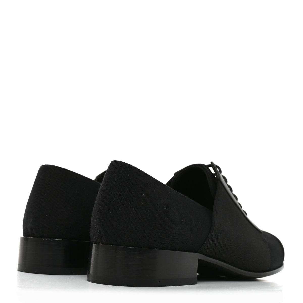 Calfskin Elastic Lace Up Cap Toe CC Loafers 35.5 Black