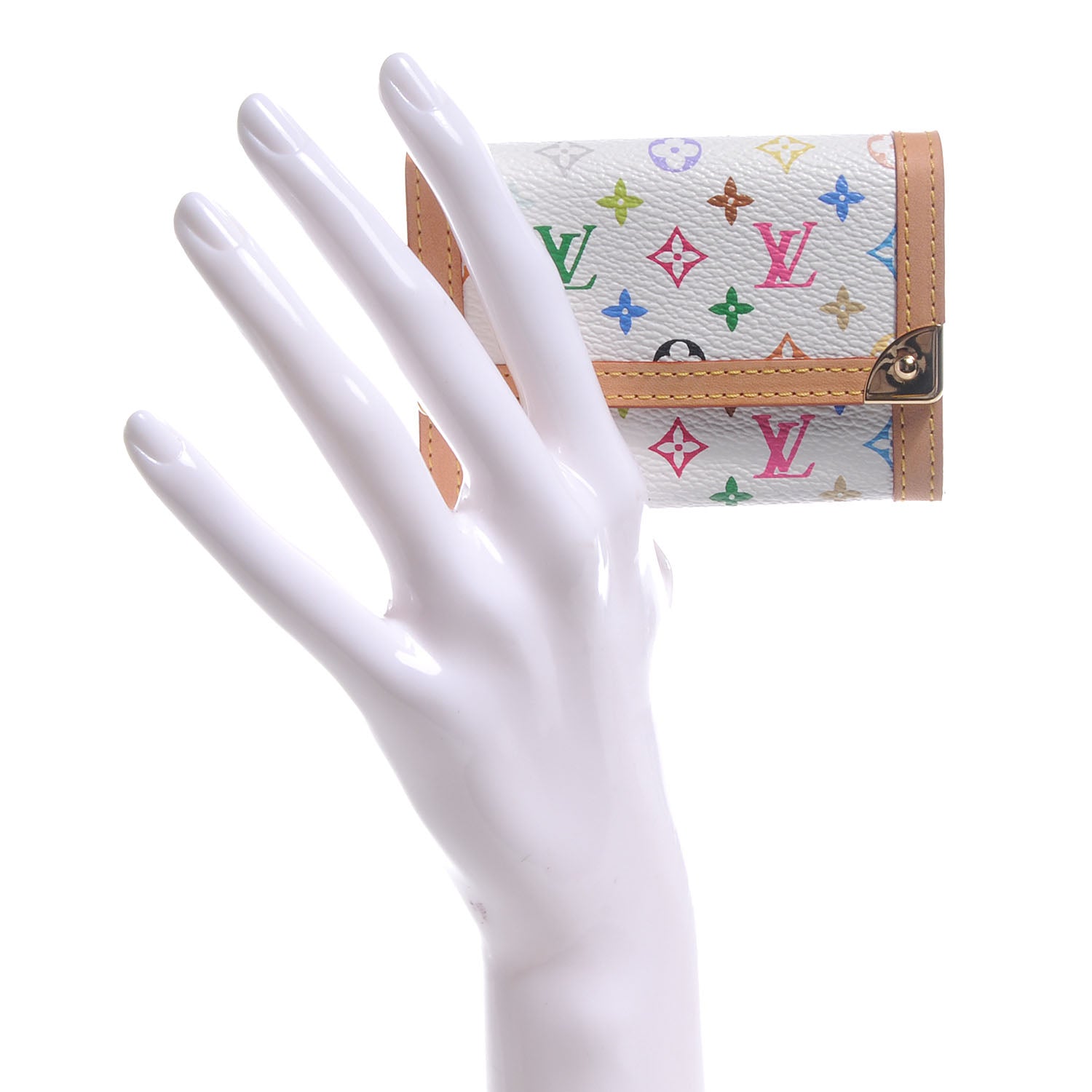 Louis Vuitton Monogram Multicolor Porte-Monnaie Plat Coin Purse White 2 of 7