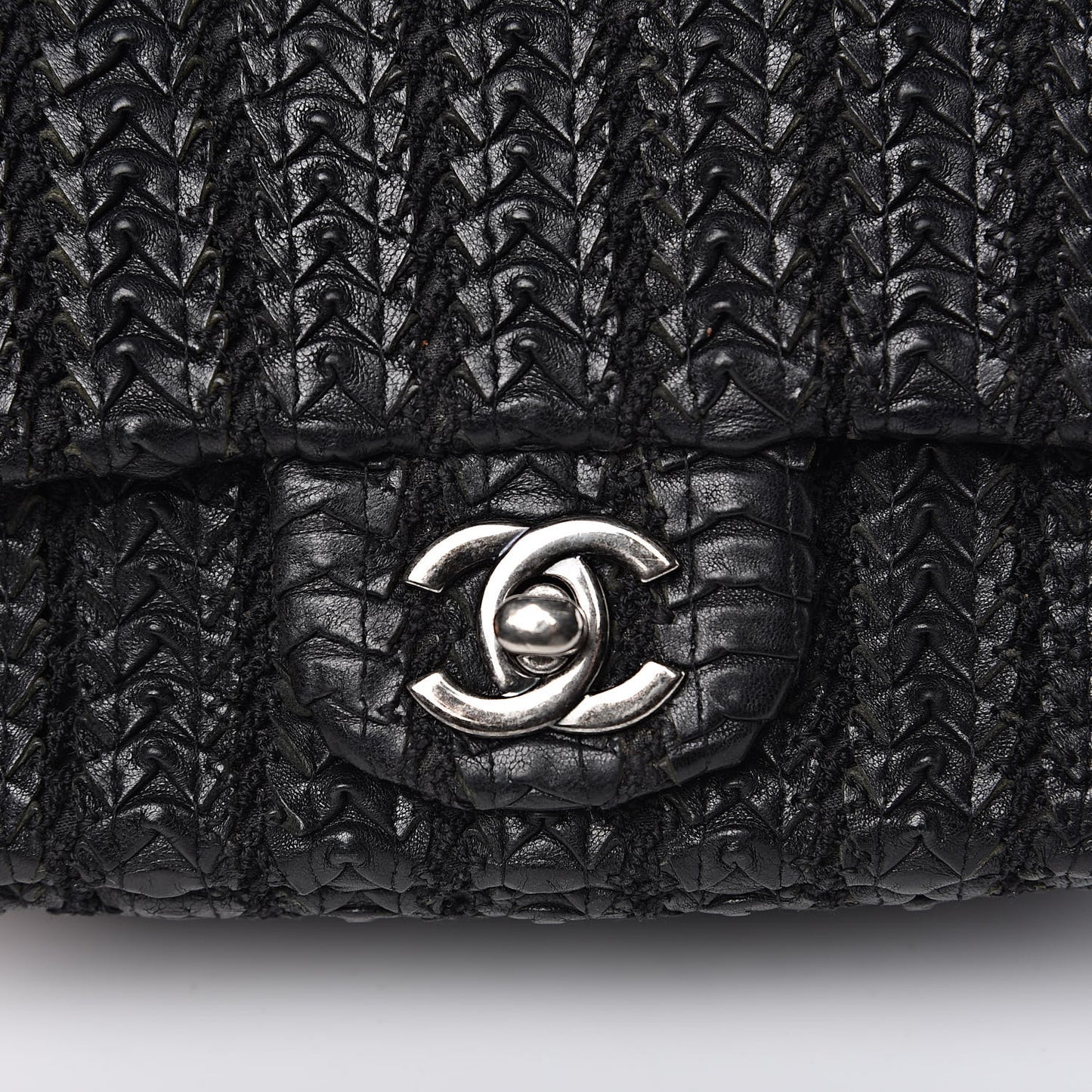 Lambskin Embroidered Mini Flap Black