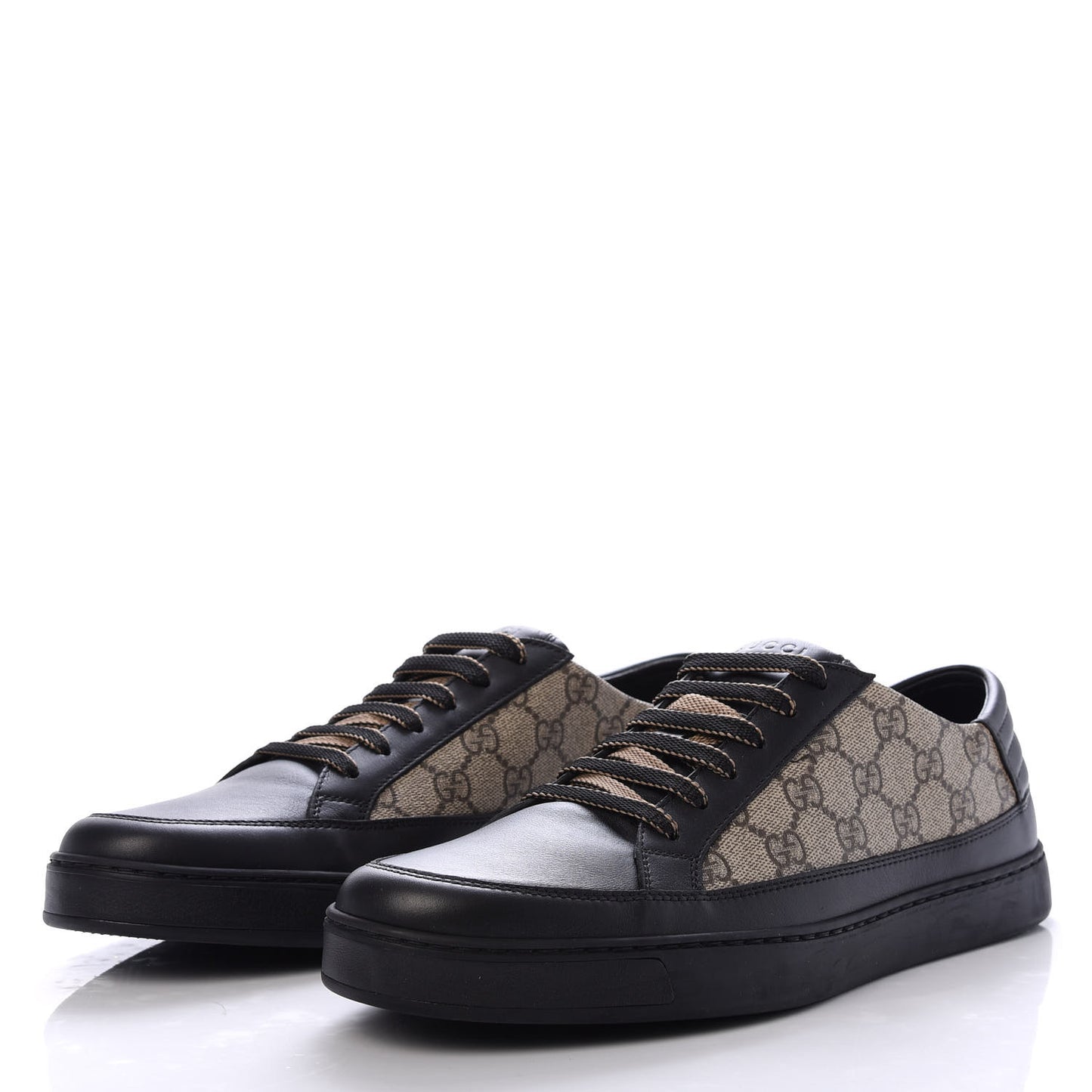 GG Supreme Monogram Mens Low Top Sneakers 9.5 Black Beige Ebony