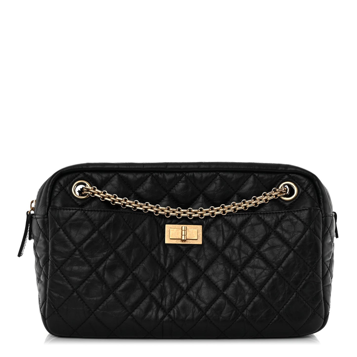 Aged Calfskin Quilted Medium Reissue Camera Case Black