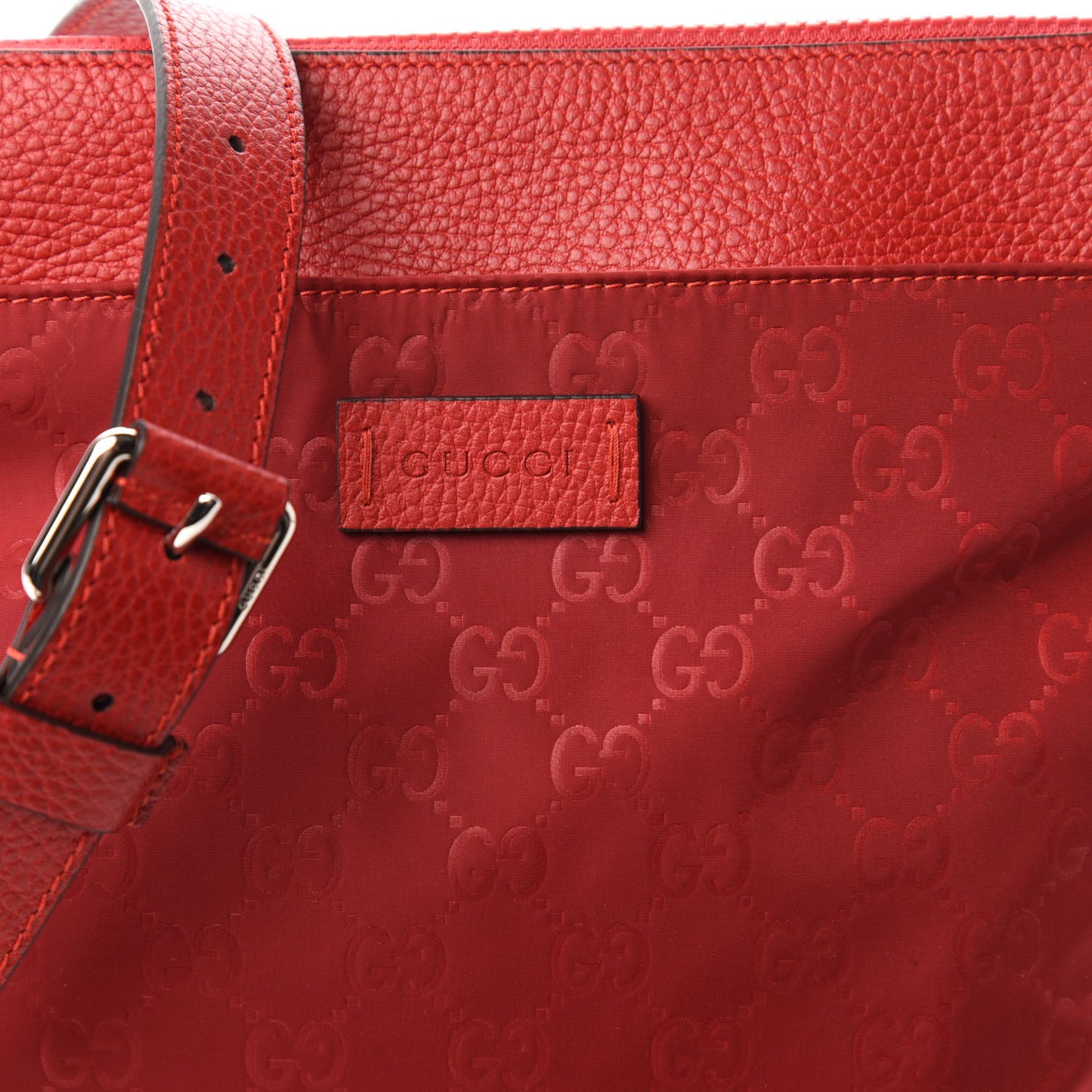 Nylon Monogram Dollar Calfskin Flat Messenger Bag Vibrant Red