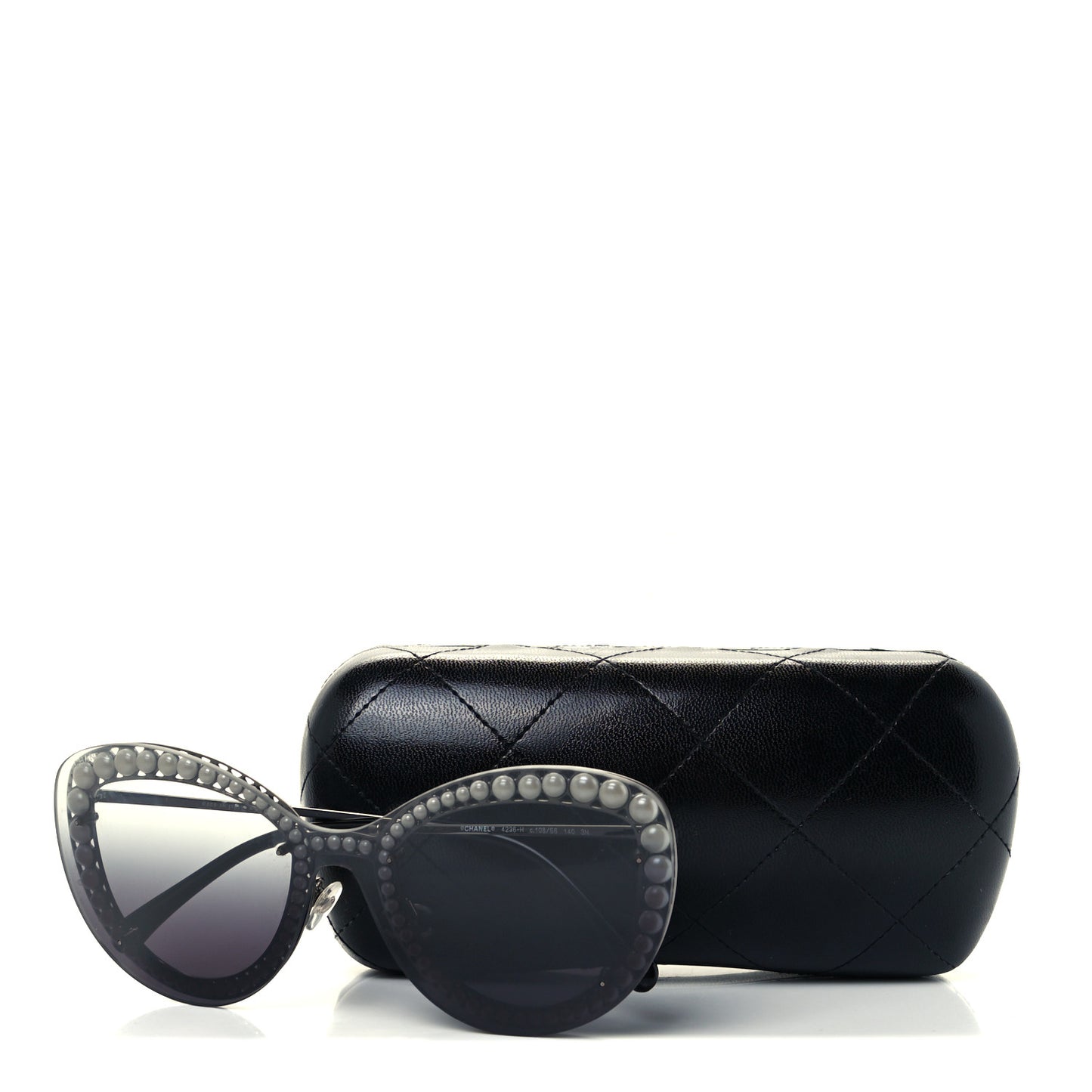 Acetate Metal Pearl Butterfly Sunglasses 4236-H Black Grey