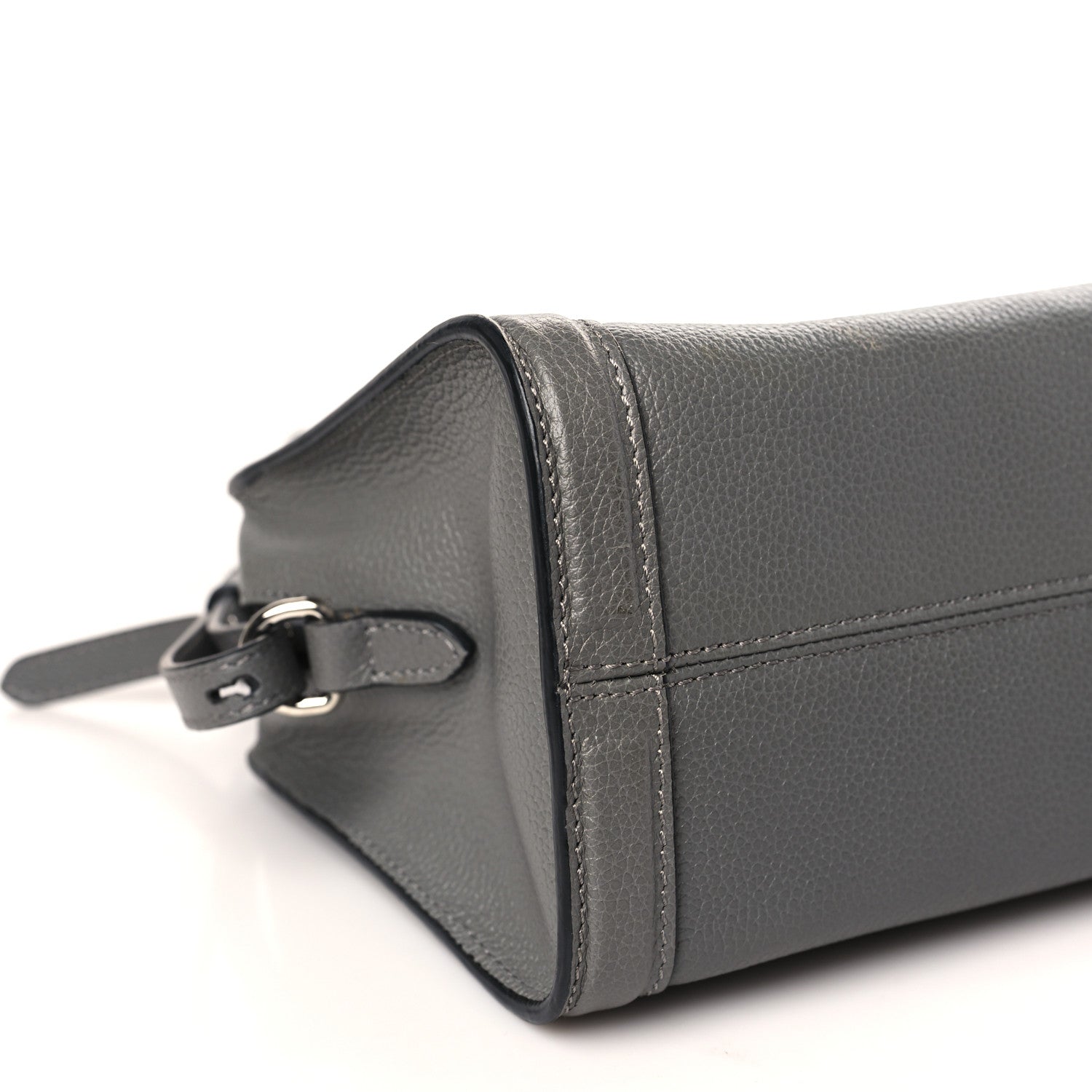 Alexander McQueen Pebbled Calfskin Mini Skull Padlock Zip Around Tote Grey 7 of 8