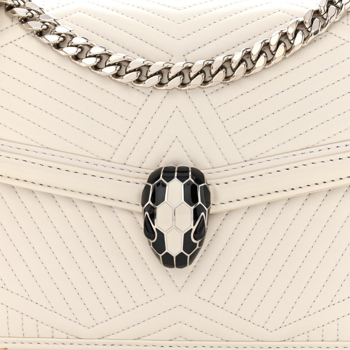 Quilted Nappa Smooth Calfskin Serpenti Forever Diamond Blast Shoulder Bag Ivory