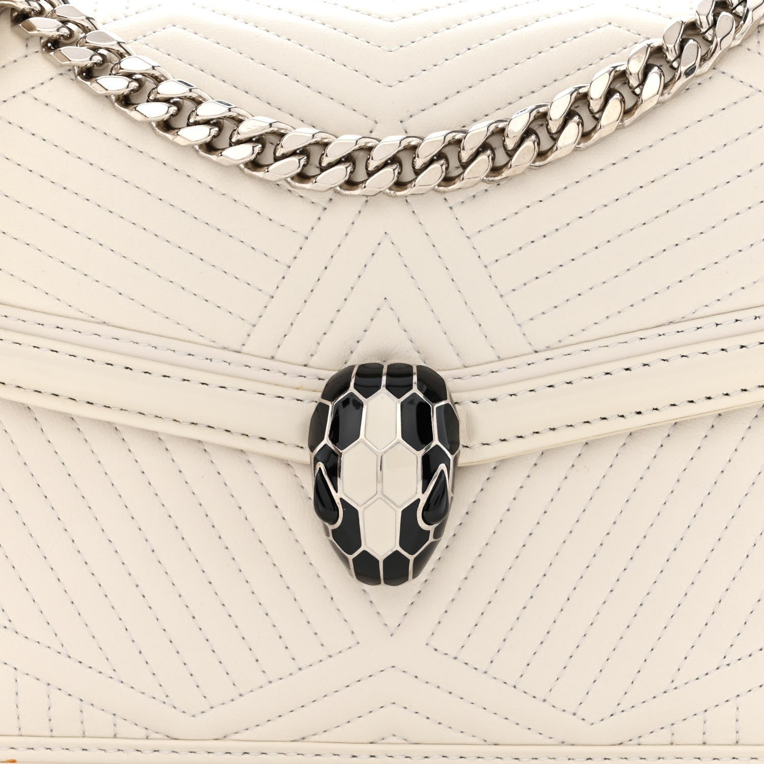 Bulgari Quilted Nappa Smooth Calfskin Serpenti Forever Diamond Blast Shoulder Bag Ivory 8 of 13