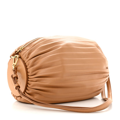 Loewe Lambskin Pleated Bracelet Pouch Shoulder Bag Warm Desert 3 of 10