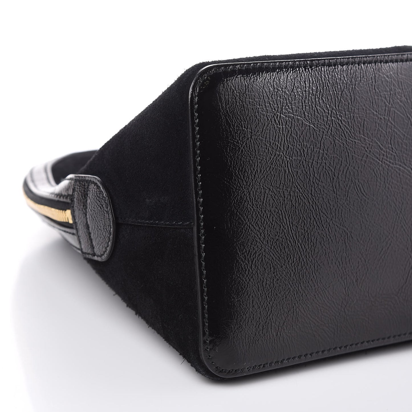 Suede Patent GG Web Medium Ophidia Top Handle Dome Bag Black