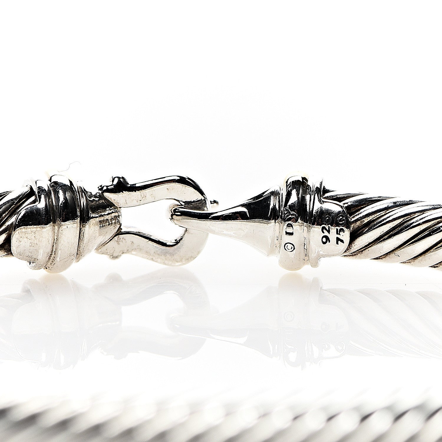 David Yurman Sterling Silver 18K Yellow Gold 5mm Cable Classic Buckle Bracelet 3 of 3