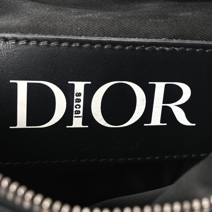 Christian Dior X Sacai Grained Calfskin Technical Fabric Mens Saddle Bag Black 6 of 9