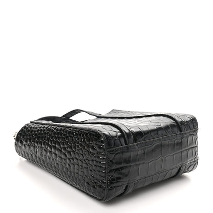 Balenciaga Shiny Calfskin Logo Crocodile Embossed XXS Everyday Tote Black 4 of 9